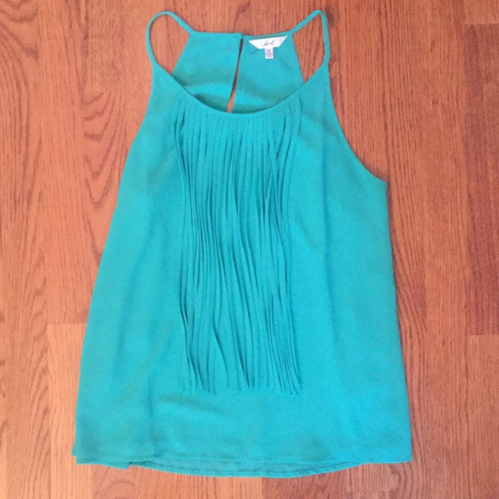EUC SEAFOAM BLUE TASSEL TANK